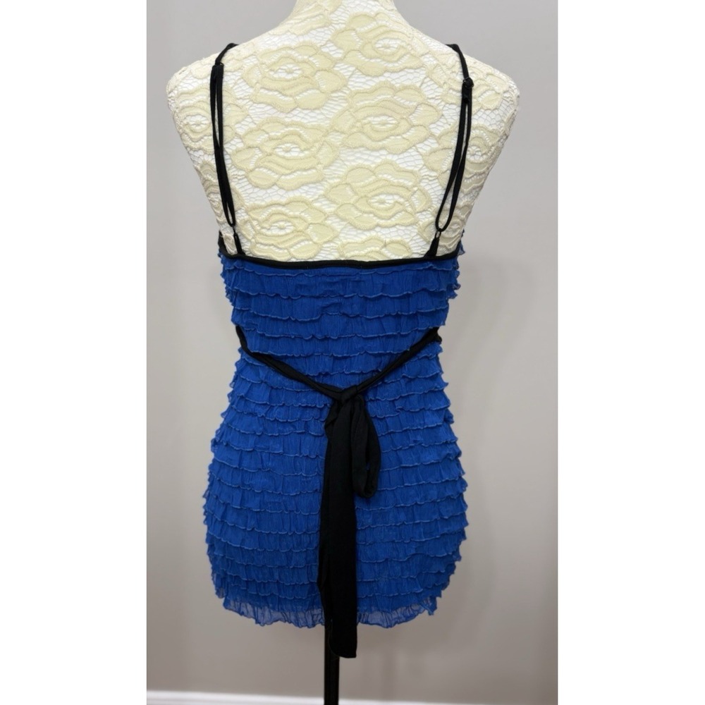 Y2K Arden B Cami Top Women's Medium Blue Black Babydoll Ruffle Fairygoth - Picture 3 of 11